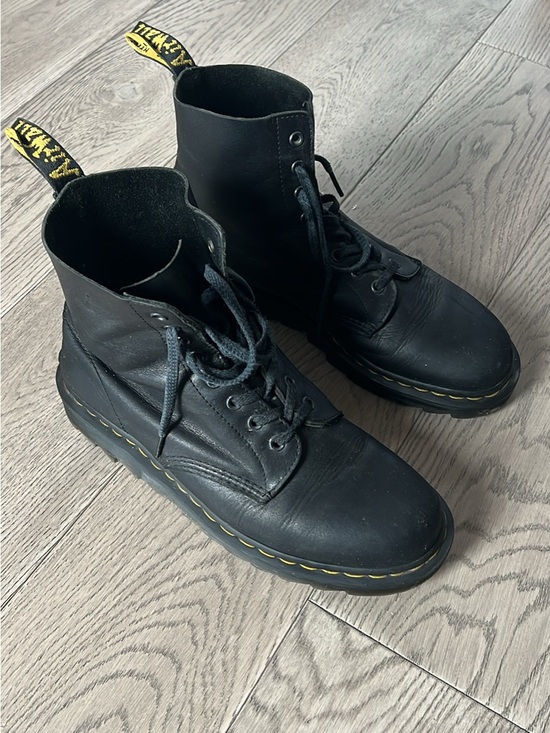 Dr. Martens Other - Dr. Martens 1460 Pascal Black Leather 6-Eye Lace-Up Boots with Yellow Stitching